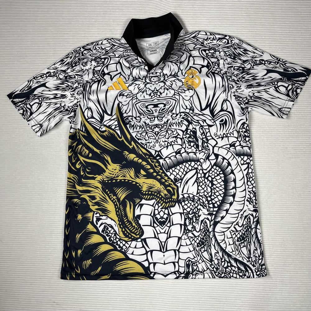 Real Madrid Jersey Mens 2XL Multi Color La Liga Soccer Adidas Dragon Graphic